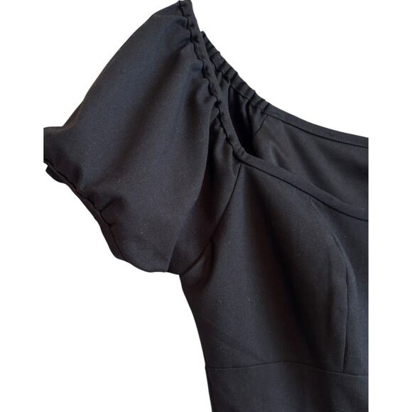 Glamour Bunny Off The Shoulder Pinup Pencil Skirt Dress Sz L Black Retro 1950s - Picture 6 of 15